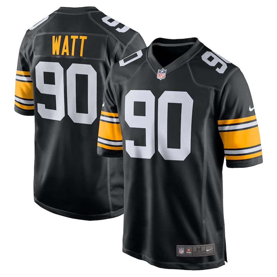 Men Pittsburgh Steelers 90 T.J. Watt Nike Black Alternate Game NFL Jersey